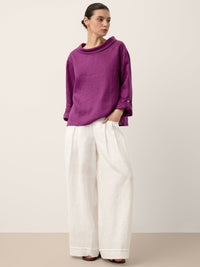 100% Linen Draped Neck Top HOLLIS