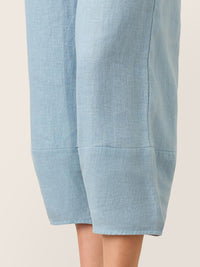 100% Linen Tapered Cropped Pull-On Trousers LORETTA