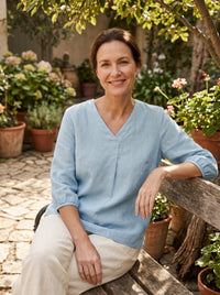 100% Linen Puff Sleeves Top LEAH