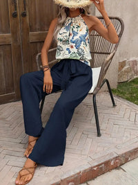 Printed Tank Top and Wide Leg Pants Set