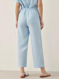 100% Linen Short-Sleeve Round Neck Button Detail Top & Pants Set JOSIE