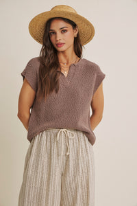 Slub Sweater Top In A Relaxed Fit: Mocha Mousse