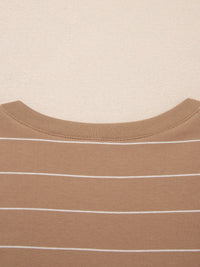Stripe Short Sleeve Side Slit Maxi T Shirt Dress