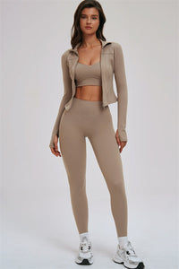 The Kinetic Zip Jacket Cross Back Sports Bra Leggings 3-Piece Set