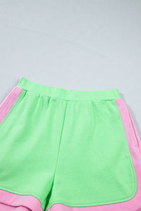 Colorblock Accent Half Zip Athleisure Top & Shorts Set