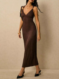 Sleeveless Ribbed Knit Midi Dress