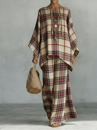 Floral Print Bamboo Linen Two-Piece Set | Wide-Leg Pants