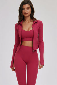 The Kinetic Zip Jacket Cross Back Sports Bra Leggings 3-Piece Set
