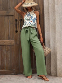Printed Tank Top and Wide Leg Pants Set