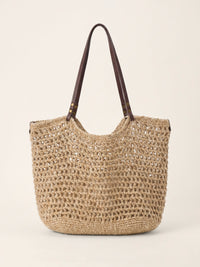 Linen-Cotton Open-Weave Tote Bag With Zip Pouch