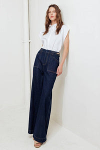 Wide-Leg Denim Pants