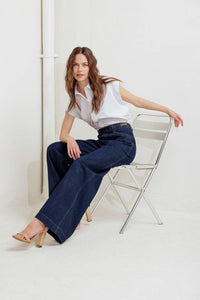 Wide-Leg Denim Pants