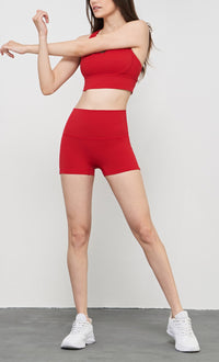 Hello Day Multi Strap Sports Bra | Red