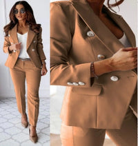 Lapel Button-Down Jacket & Slim-Fit Trousers Suit – 15 Colors XS–XXL