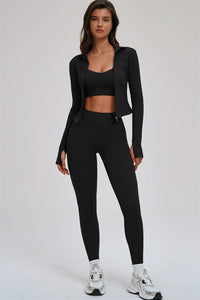 The Kinetic Zip Jacket Cross Back Sports Bra Leggings 3-Piece Set