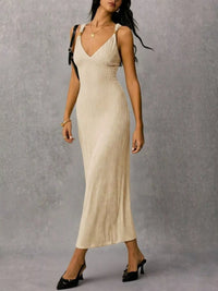 Sleeveless Ribbed Knit Midi Dress