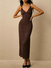 Sleeveless Ribbed Knit Midi Dress