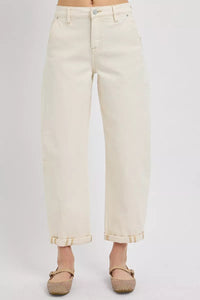 RISEN High Rise Relaxed Barrel Cuffed Jeans