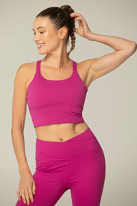 Crossover Magenta Leggings & Yoga Bra - 2 PC Set