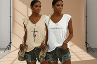 2-Pack Women's V-Neck Sleeveless Tank Tops – Loose Fit Casual Summer Beach Shirts