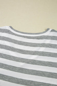 Casual Striped V-Neck Midi T-Shirt Dress