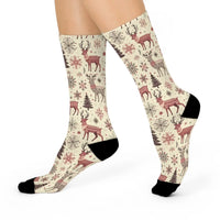 DipaliZ Christmas Crew Socks Reindeer Patterns Cozy Winter