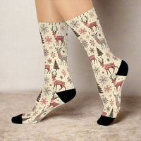 DipaliZ Christmas Crew Socks Reindeer Patterns Cozy Winter
