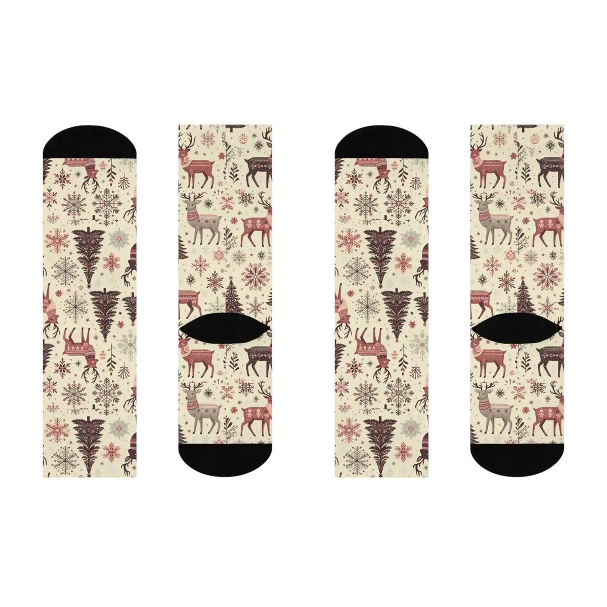 DipaliZ Christmas Crew Socks Reindeer Patterns Cozy Winter